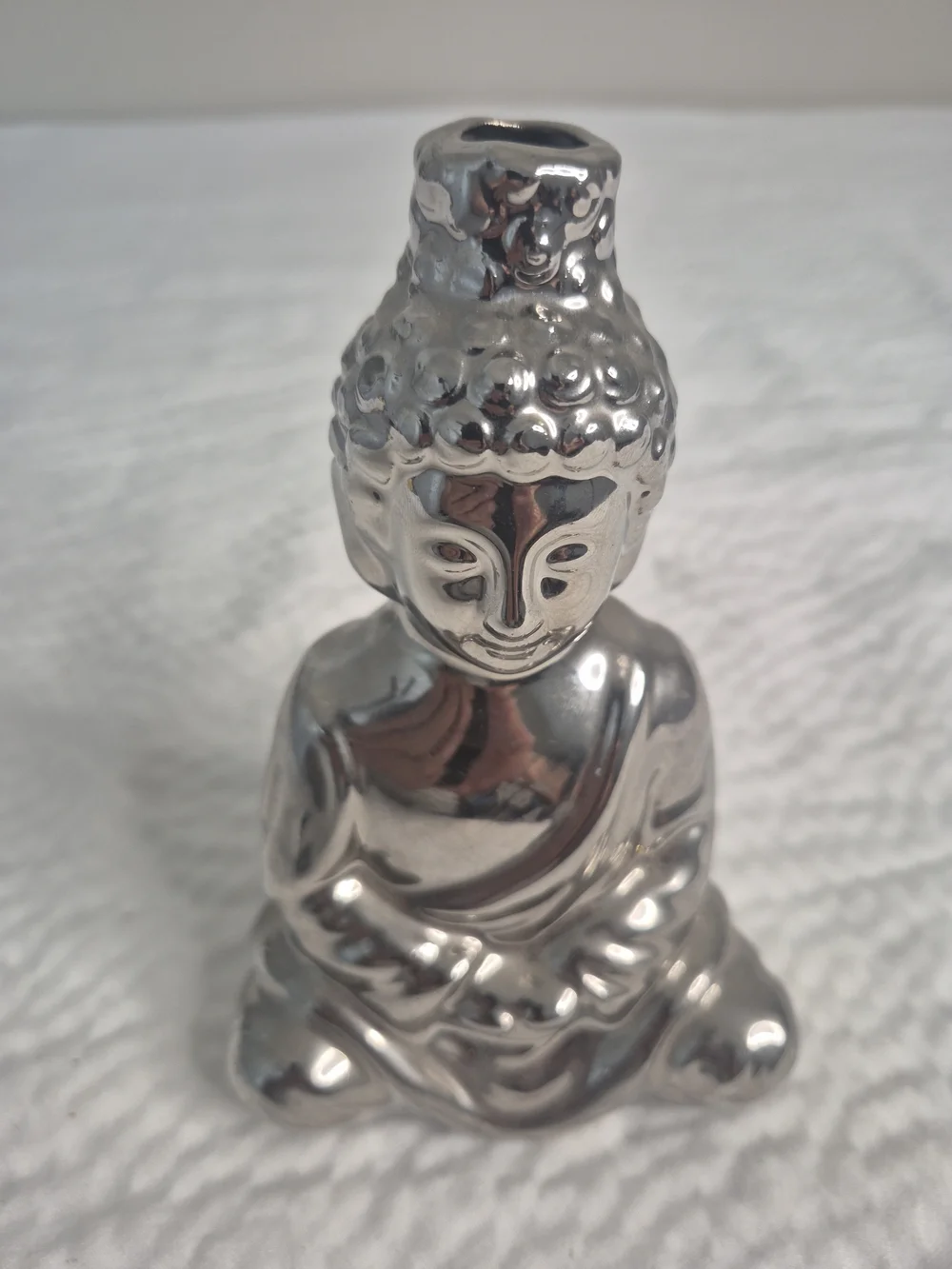 Nanette LeporeSilver Meditating Buddha Figurine, Metallic Ceramic Zen Home Decor